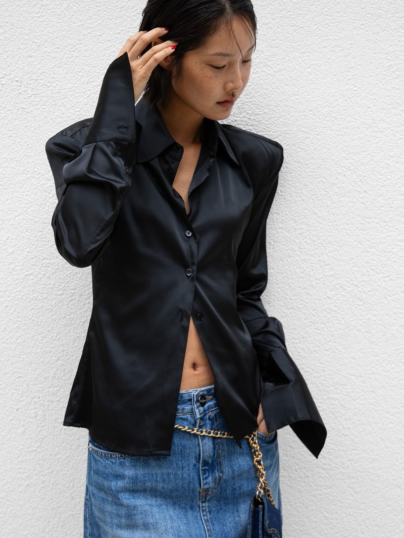 Classic Slim-fit Satin Shirt  by Paper Moon for Women - view 5