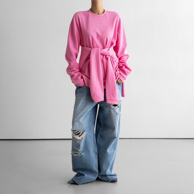 Waffle Fabric Oversized Long Sleeved Top by Paper Moon for Women - view 2