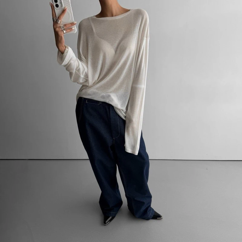 Soft Wool Tencel Long Sleeve Tee by Paper Moon for Women - view 1
