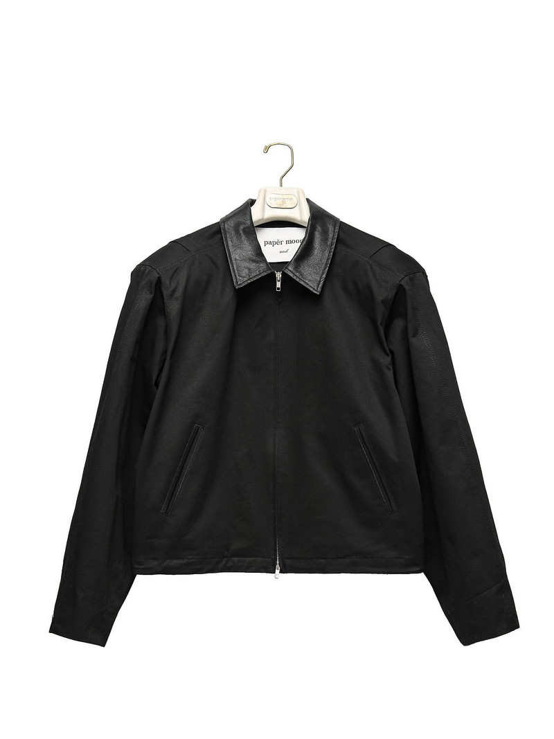 leather collar bi color cotton blouson by Paper Moon for Women - view 5