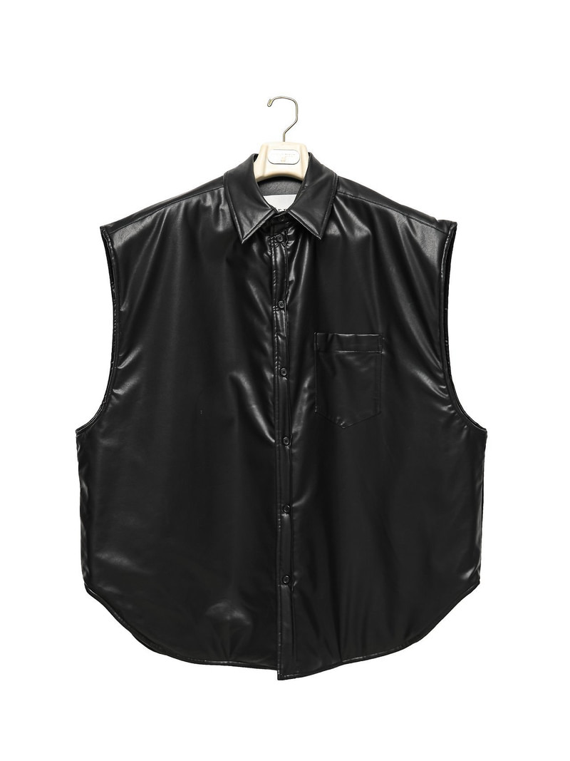 Padding Vegan Leather Sleeveless Vest Shirt by Paper Moon for Women - view 6