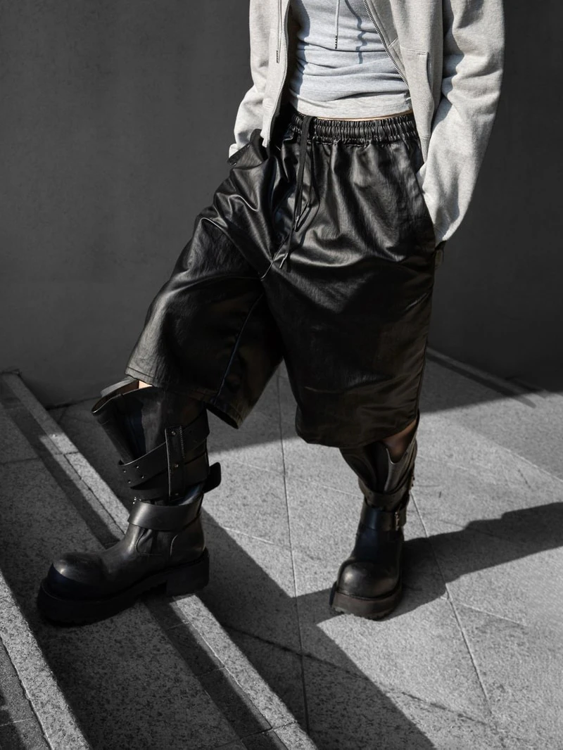 Tech Leather Bermuda Pants by Paper Moon for Women - view 2
