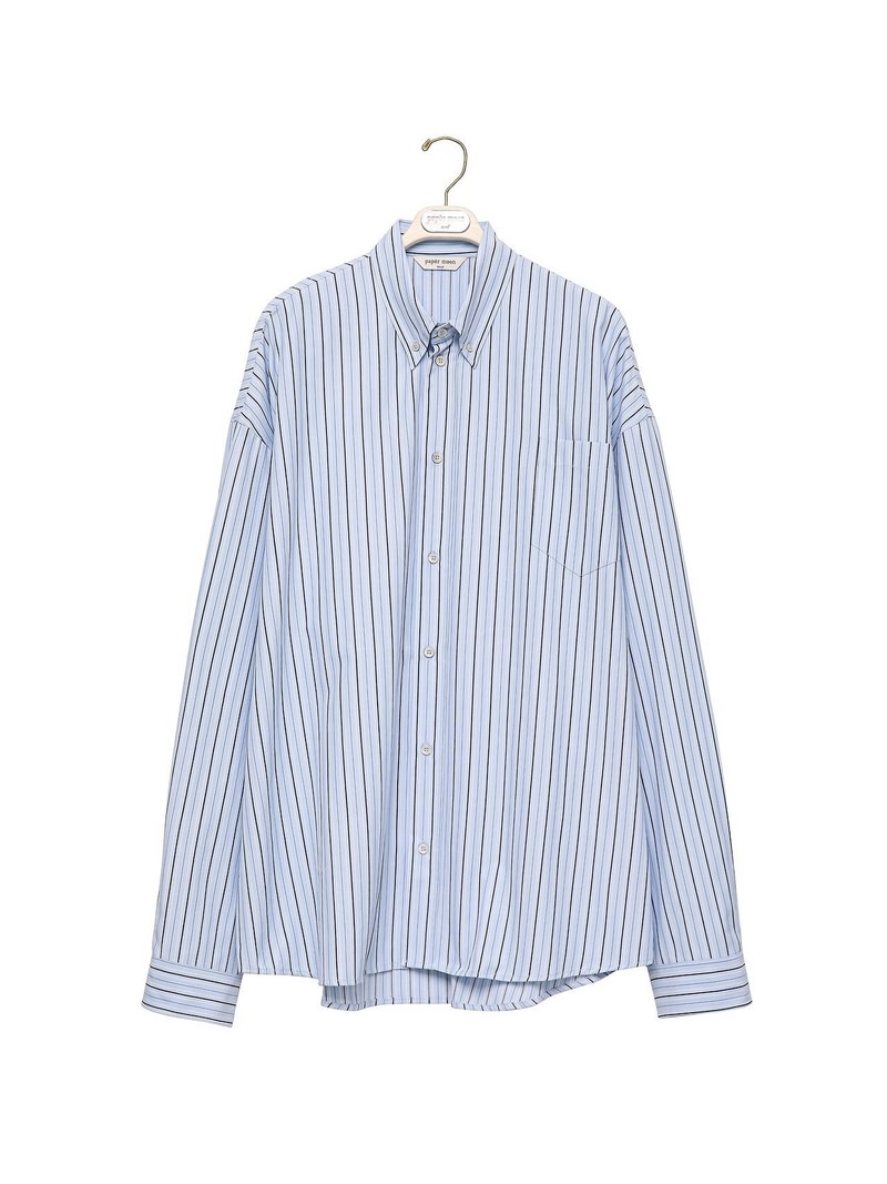 Oversized Stripe Pattern Pocket Button Down Shirt by Paper Moon for Women - view 6