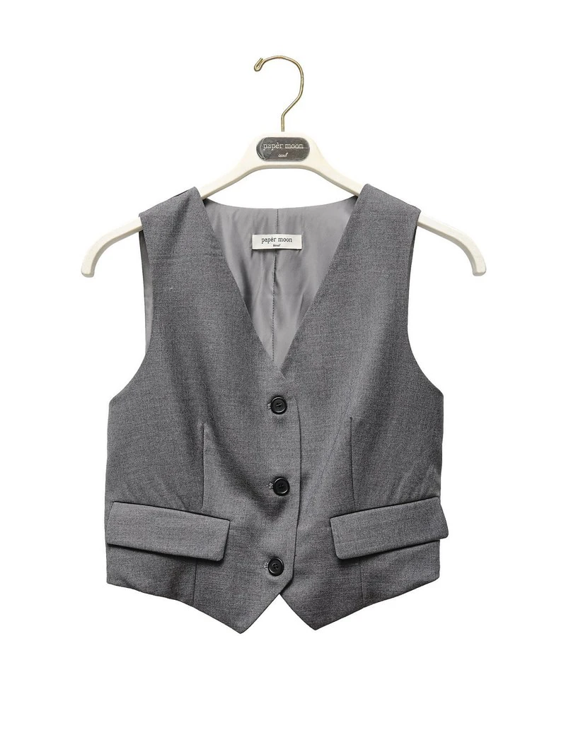 Classic Cropped Back-Satin Vest by Paper Moon for Women - view 4