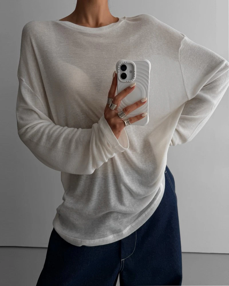 Soft Wool Tencel Long Sleeve Tee by Paper Moon for Women - view 2