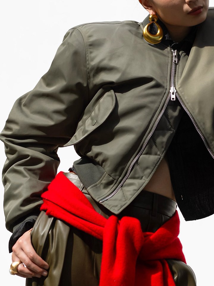 Square Shoulder Padded Cropped Bomber Jacke by Paper Moon for Women - view 2