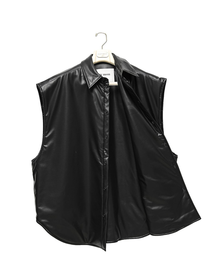 Padding Vegan Leather Sleeveless Vest Shirt by Paper Moon for Women - view 7