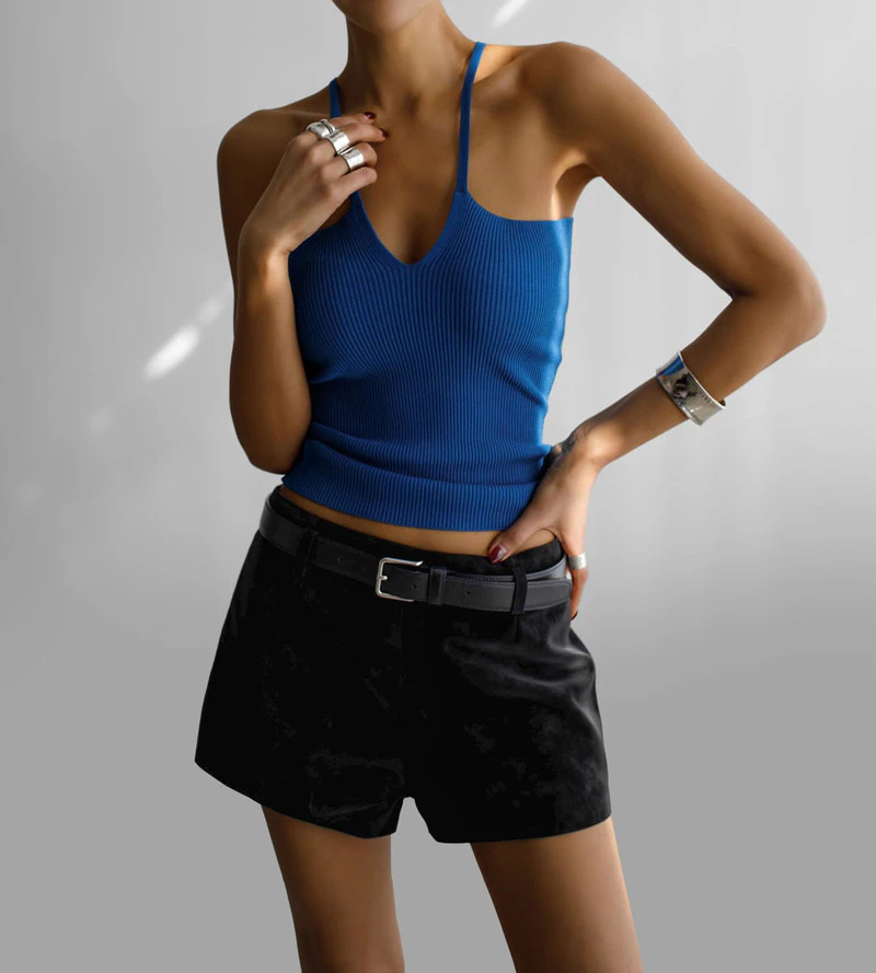 V-line Strap Ribbed Knit Sleeveless Top by Paper Moon for Women - view 1