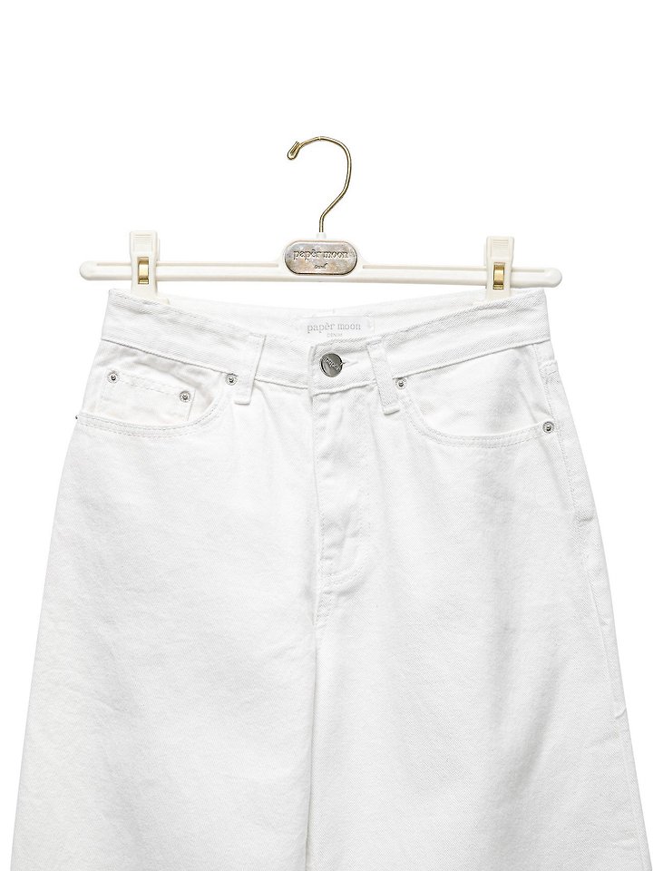 High Rise Wide Leg White Denim Pants by Paper Moon for Women - view 6