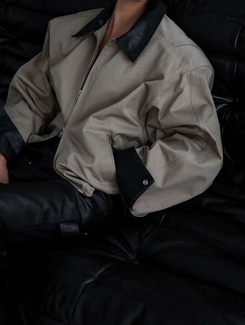 leather collar bi color cotton blouson by Paper Moon for Women - view 7