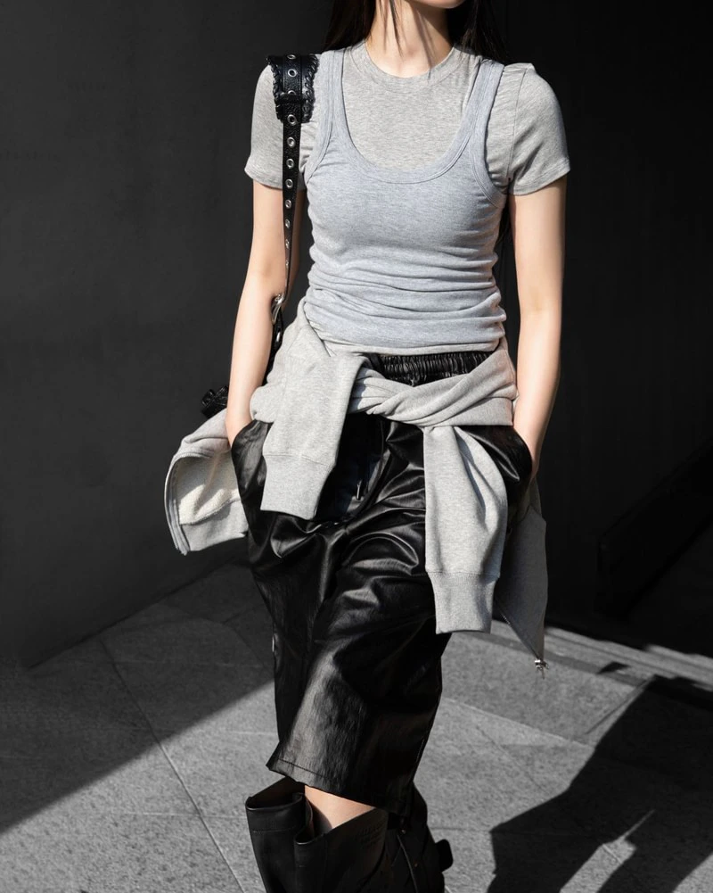 Tech Leather Bermuda Pants by Paper Moon for Women - view 4