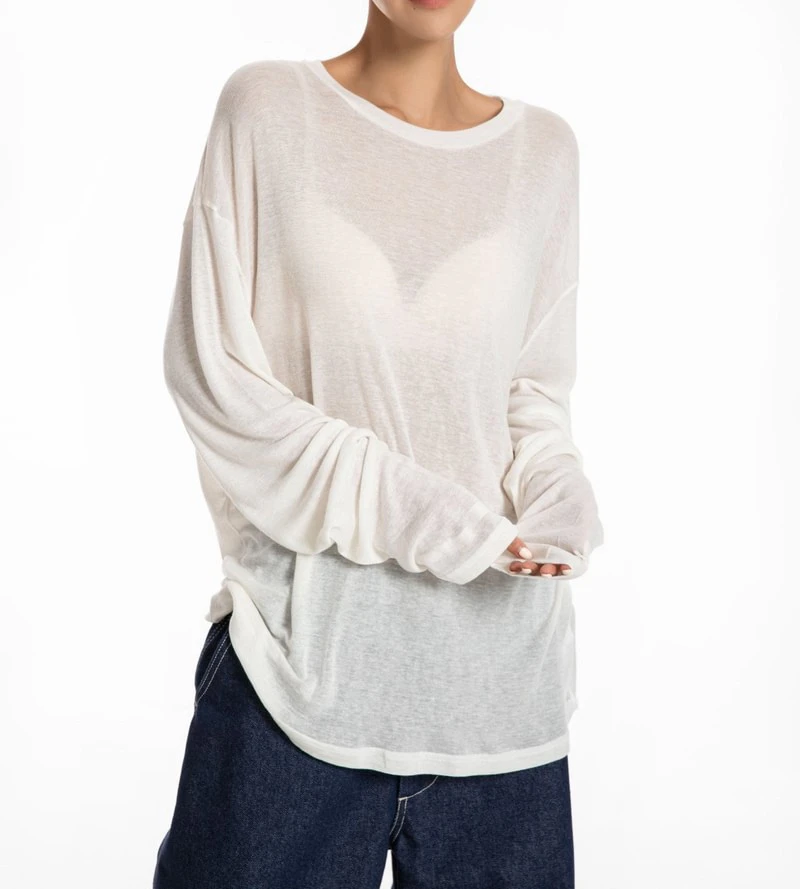 Soft Wool Tencel Long Sleeve Tee by Paper Moon for Women - view 4