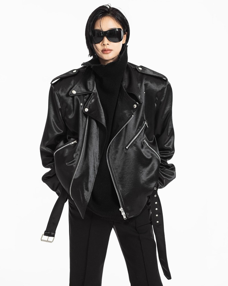 Oversized Chunky Satin Rider Jacket by Paper Moon for Women - view 1