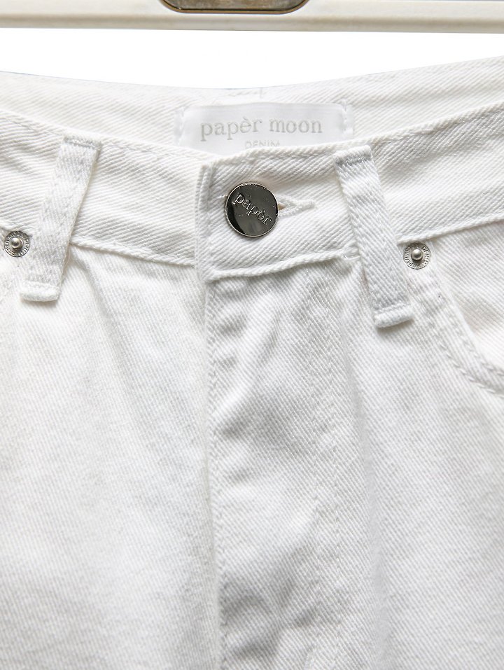 High Rise Wide Leg White Denim Pants by Paper Moon for Women - view 7