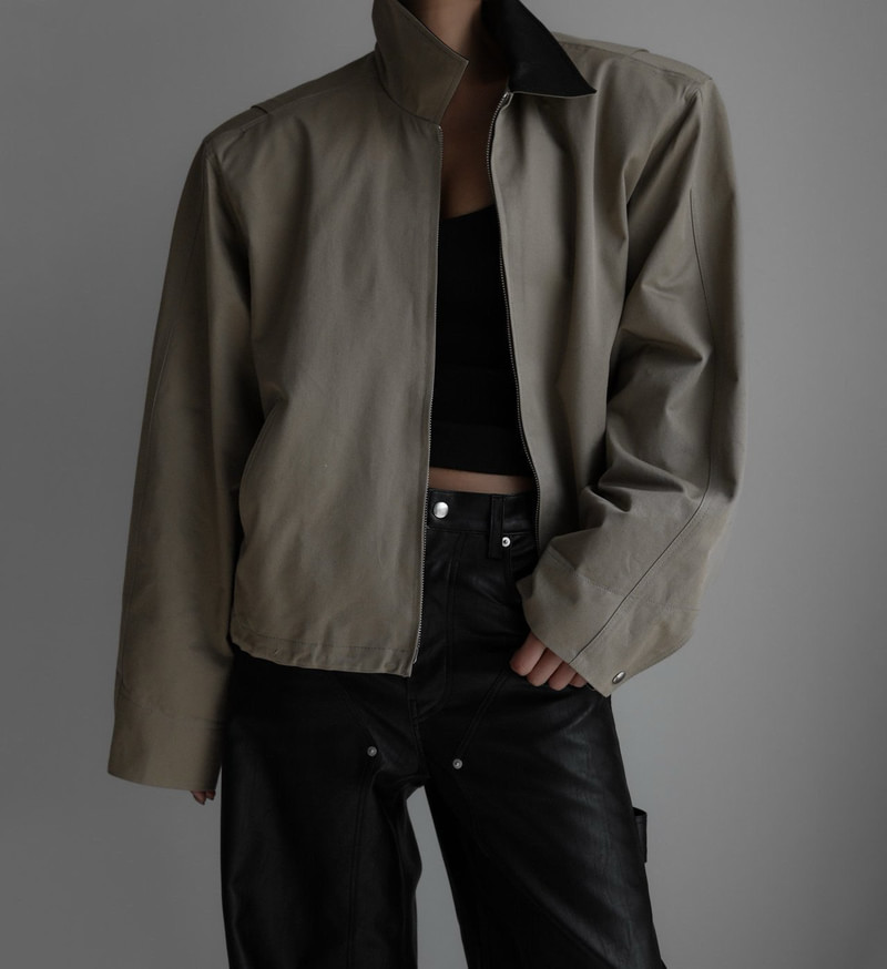 leather collar bi color cotton blouson by Paper Moon for Women - view 8