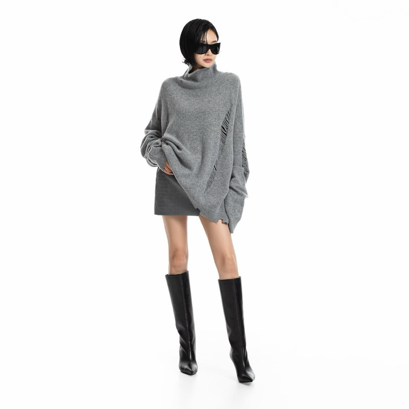 Vintage Cut-Off Cashmere-Blend Turtleneck Knit by Paper Moon for Women - view 5