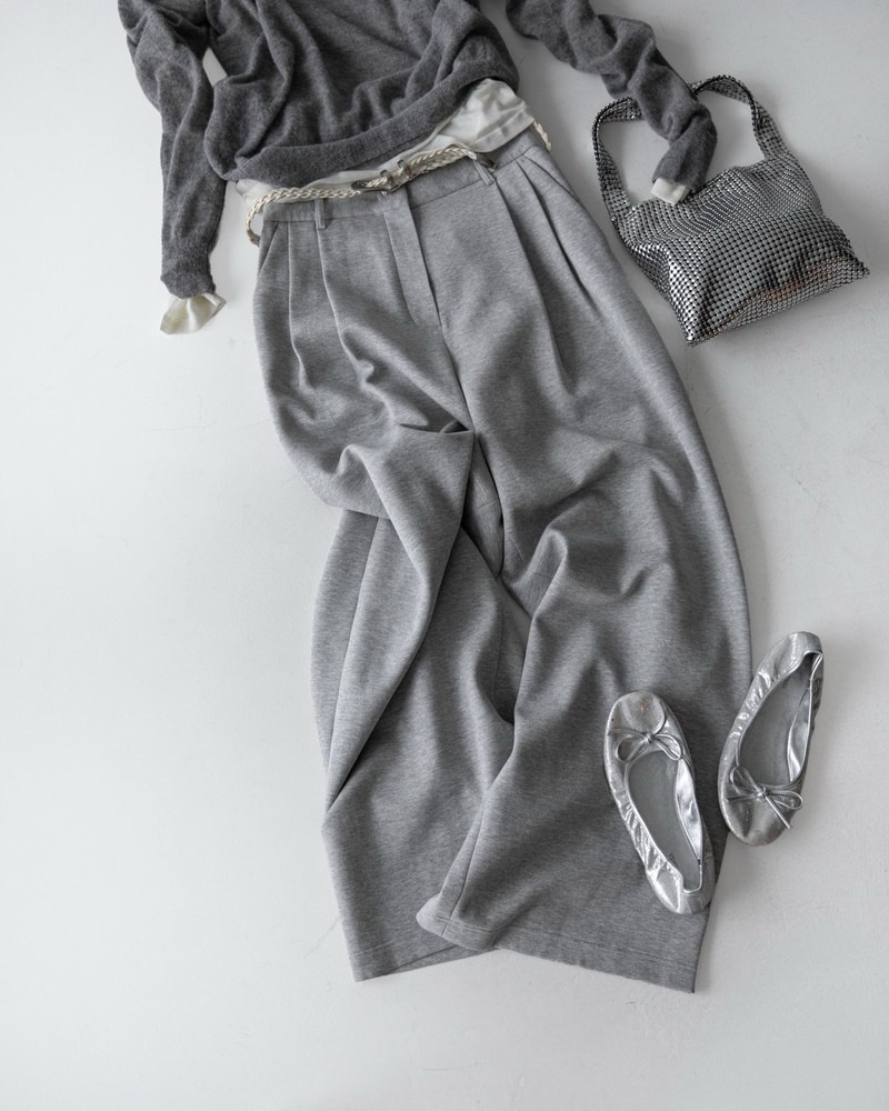 Sweat Wide Pintuck Trouser by Paper Moon for Women - view 2