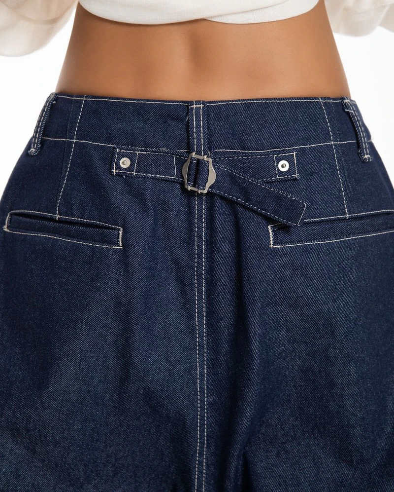 Stitched Detail Wide Baggy Denim Pants by Paper Moon for Women - view 6