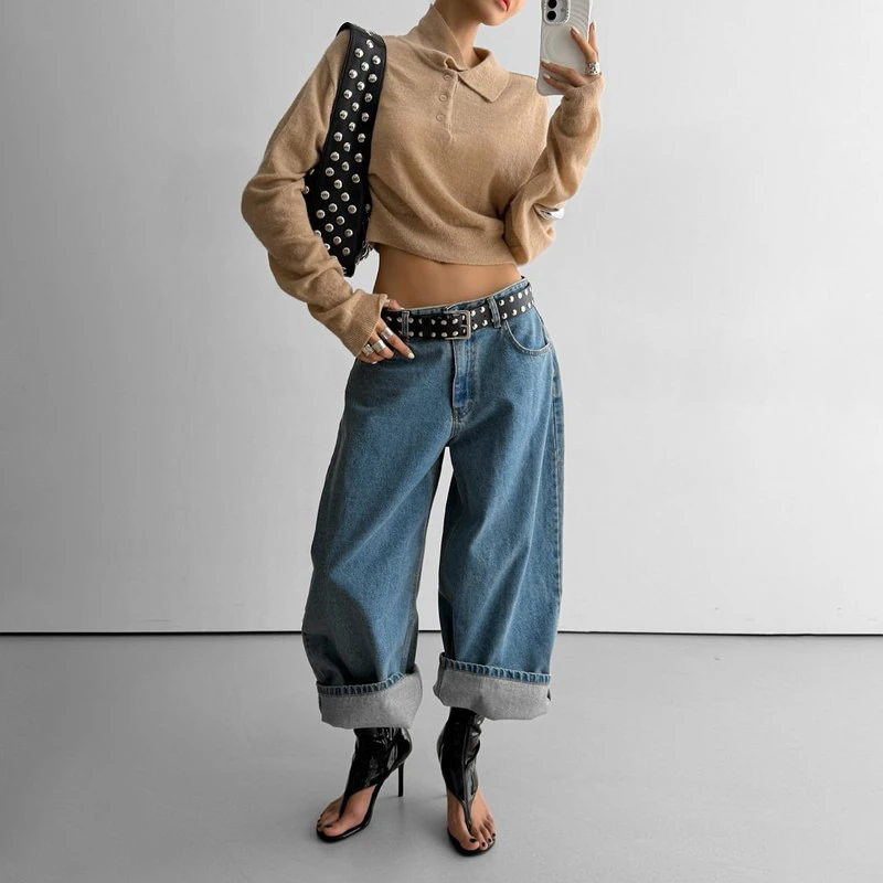 Classic Alpaca Cropped Polo Knit by Paper Moon for Women - view 3