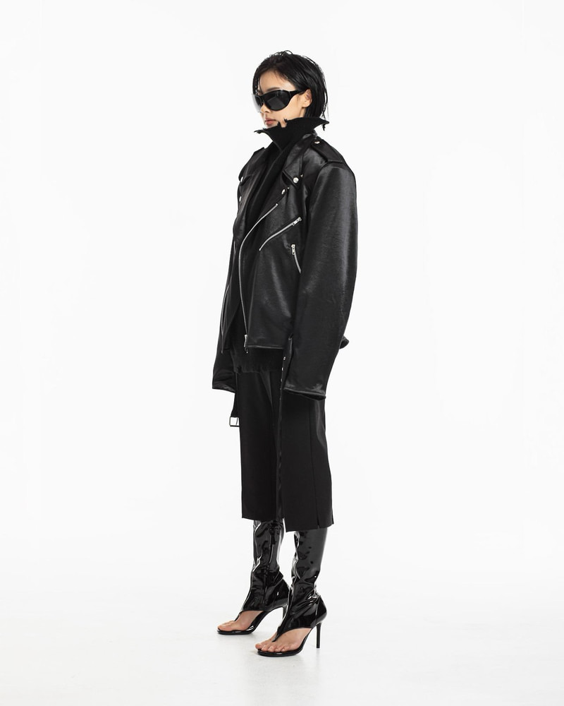 Oversized Chunky Satin Rider Jacket by Paper Moon for Women - view 2