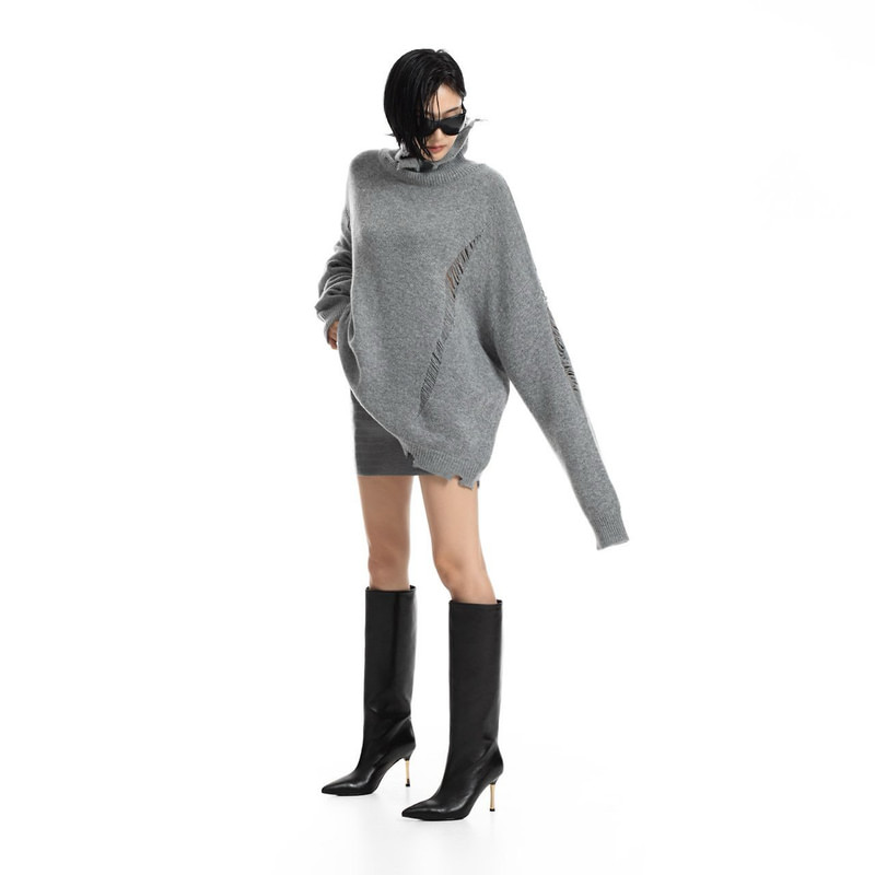 Vintage Cut-Off Cashmere-Blend Turtleneck Knit by Paper Moon for Women - view 6