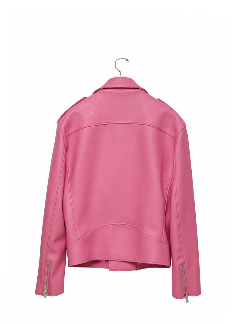 Oversized Chunky Zipped Vegan Leather Biker Jacket by Paper Moon for Women - view 5