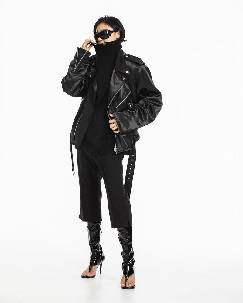 Oversized Chunky Satin Rider Jacket by Paper Moon for Women - view 3
