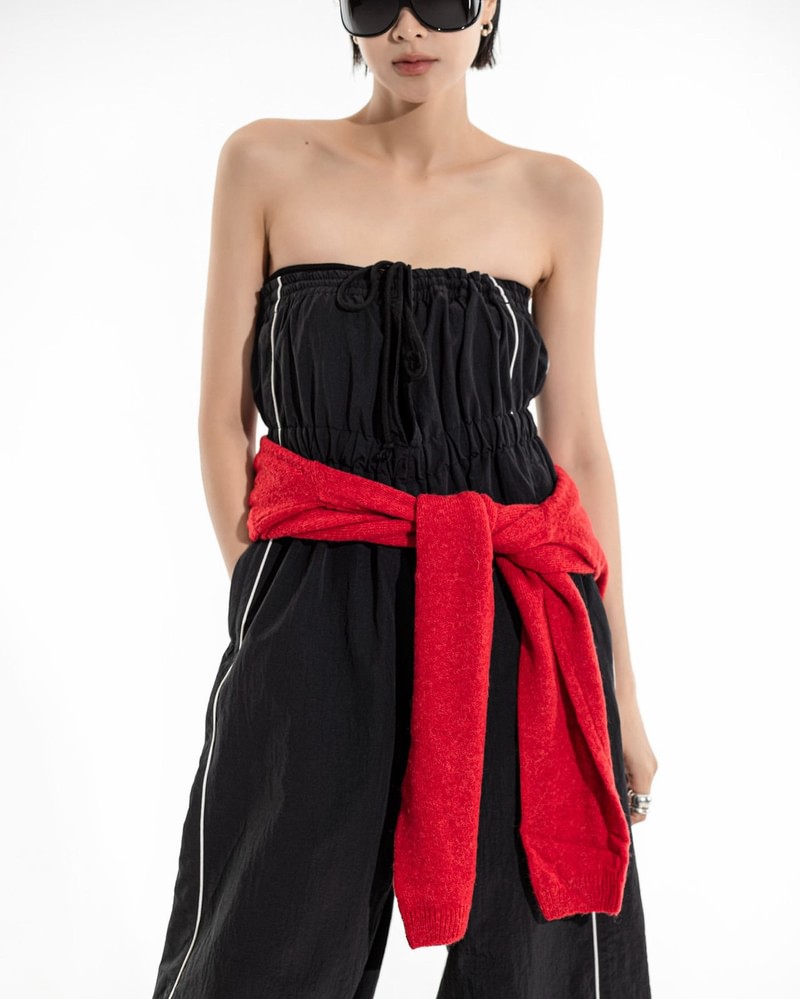 Folding Detail Nylon Trimming Track Trousers by Paper Moon for Women - view 4
