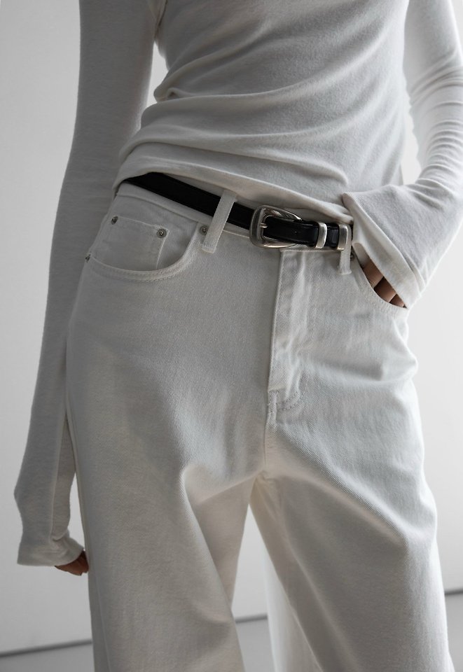 High Rise Wide Leg White Denim Pants by Paper Moon for Women - view 2