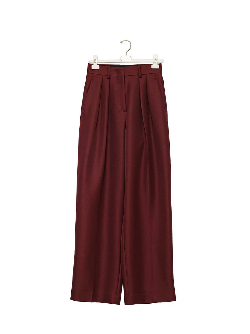 Twill Texture Low Waisted Double Pleats Wide Trousers by Paper Moon for Women - view 4