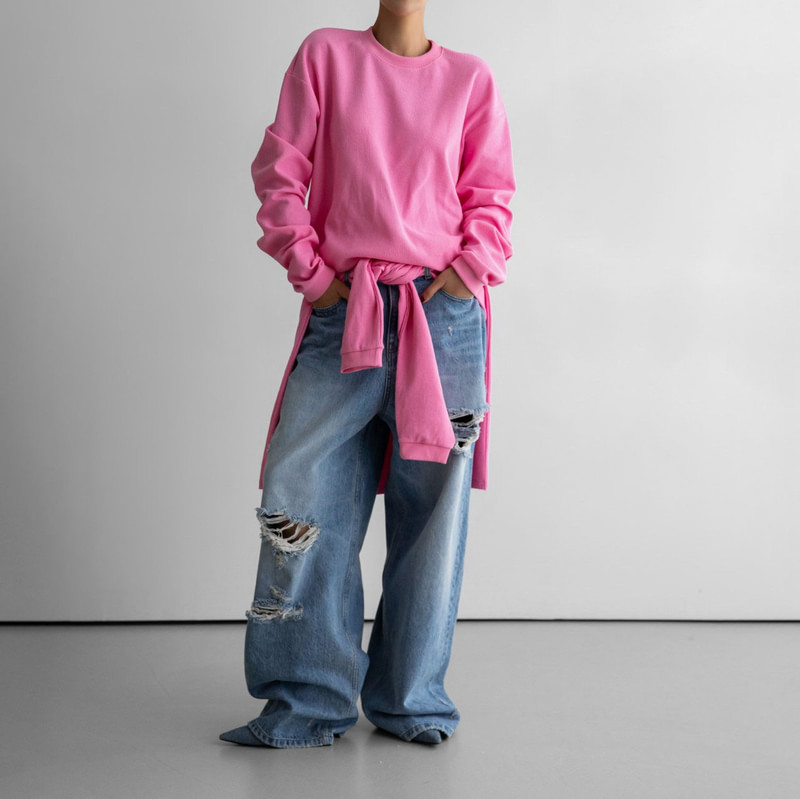 Waffle Fabric Oversized Long Sleeved Top by Paper Moon for Women - view 1