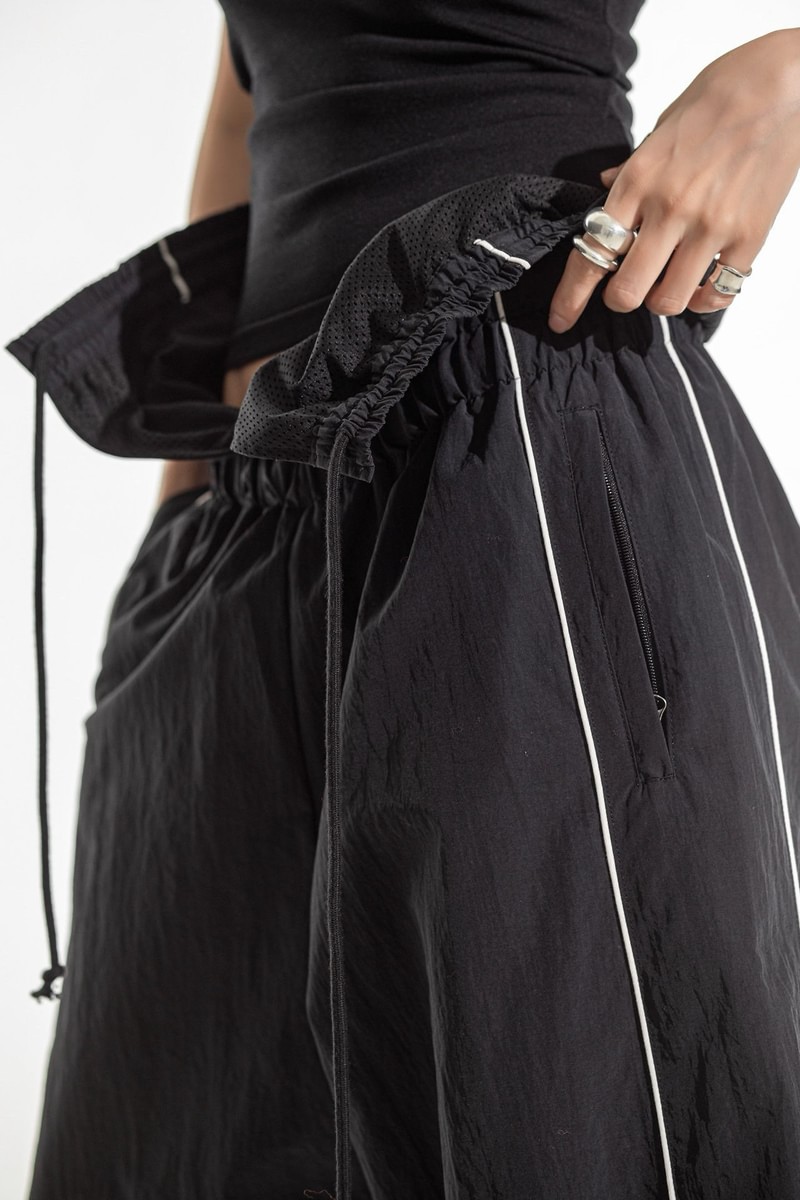 Folding Detail Nylon Trimming Track Trousers by Paper Moon for Women - view 5