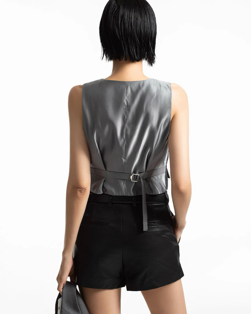 Classic Cropped Back-Satin Vest by Paper Moon for Women - view 2