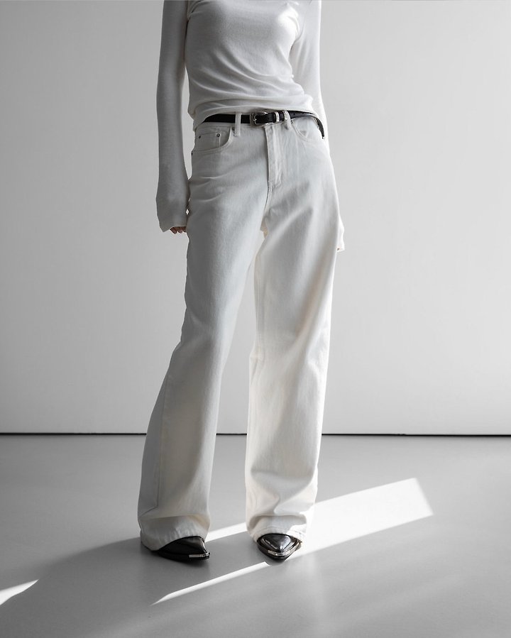 High Rise Wide Leg White Denim Pants by Paper Moon for Women - view 3
