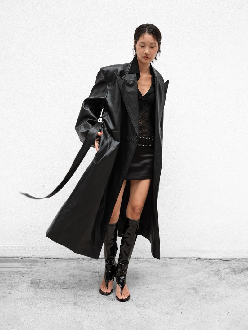 Classic Leather Robe Coat by Paper Moon for Women - view 4