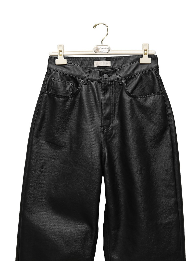 Oversized Black Coated Denim Jeans by Paper Moon for Women - view 3