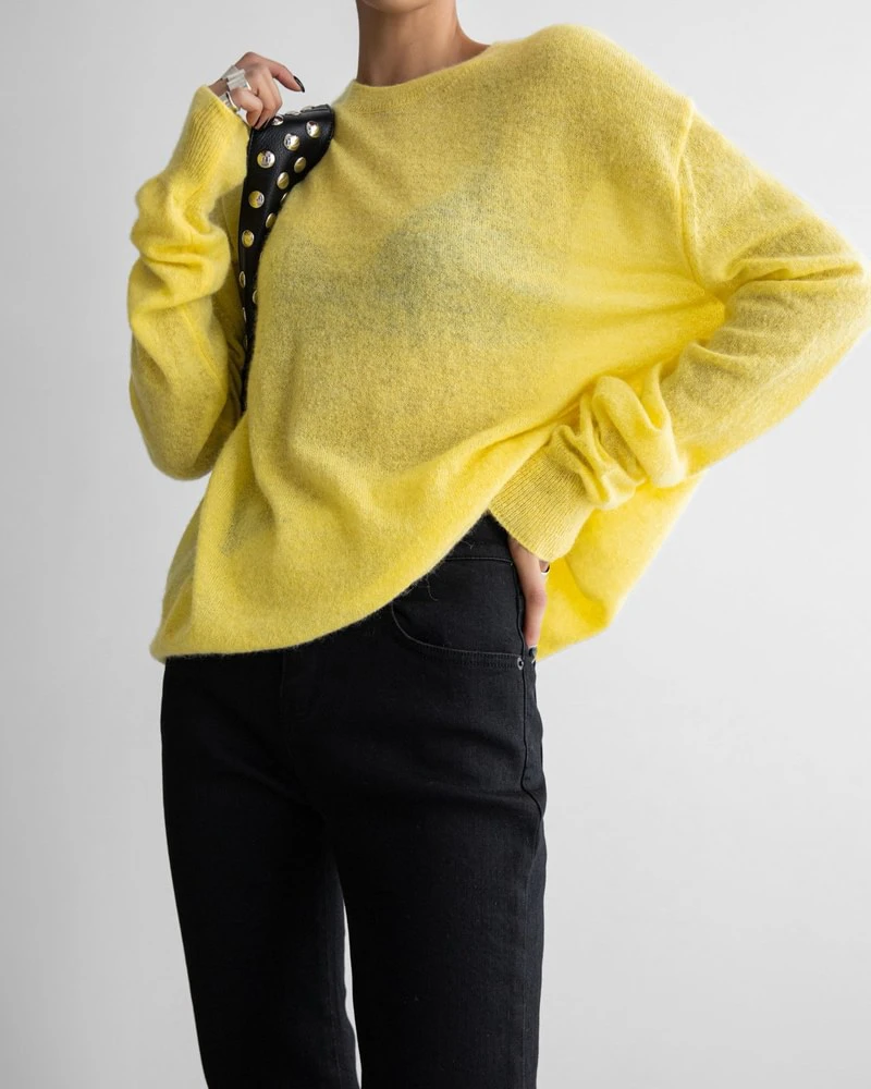 Oversized Baby Alphaca Sheer Knit Pullover by Paper Moon for Women - view 6
