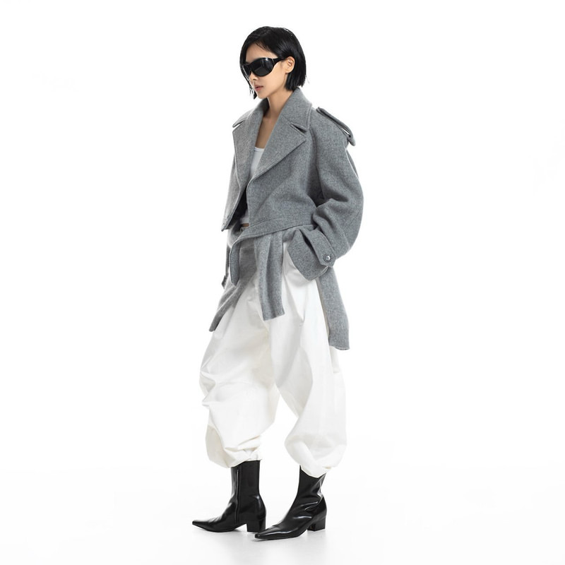 Classic Felt Belted Cropped Jacket by Paper Moon for Women - view 2