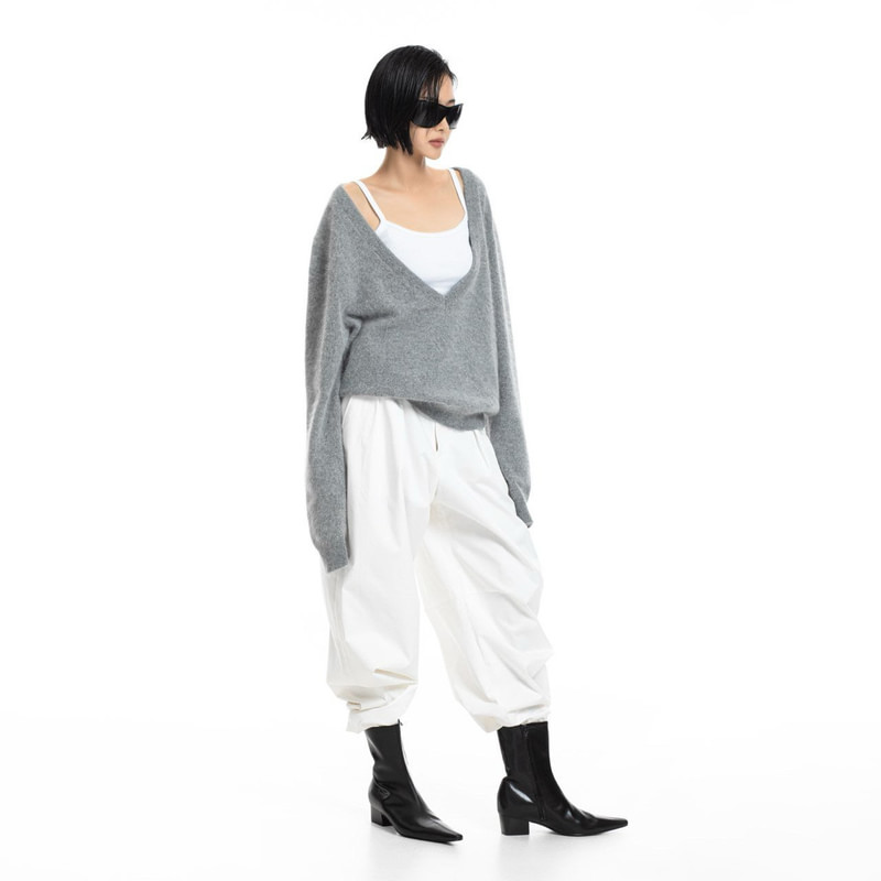 Luxe Raccoon-Hair Deep V-Neck Knit by Paper Moon for Women - view 2