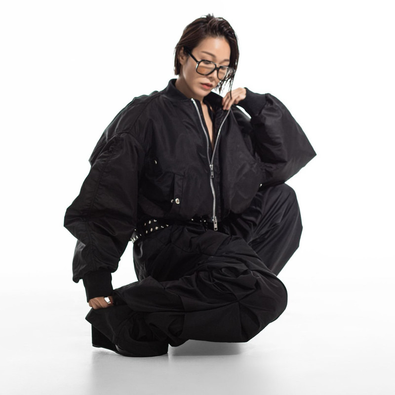 Heavy Twill Nylon Crop Balloon MA-1 Flight Jacket by Paper Moon for Women - view 5
