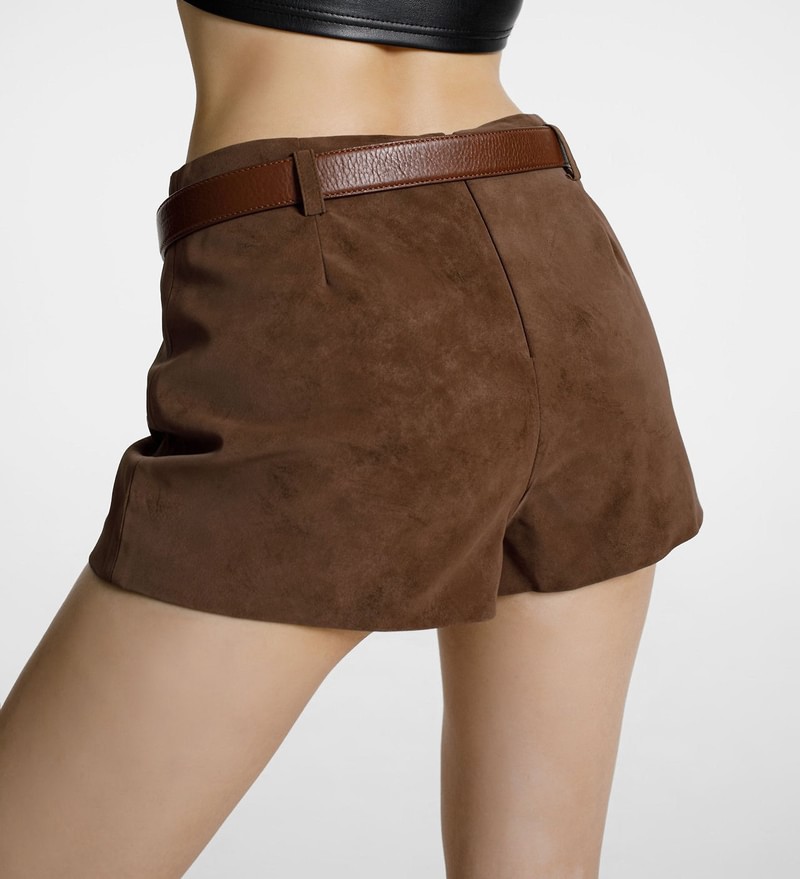 Velvet Leather Minimal Shorts by Paper Moon for Women - view 9
