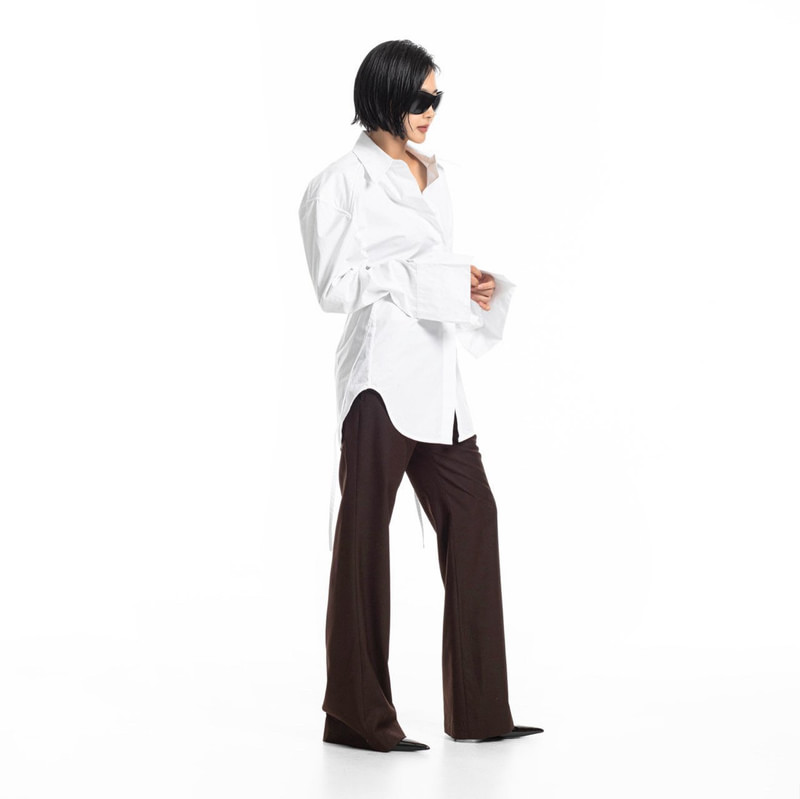 Padded Shoulder Button Down Cotton Shirt by Paper Moon for Women - view 2