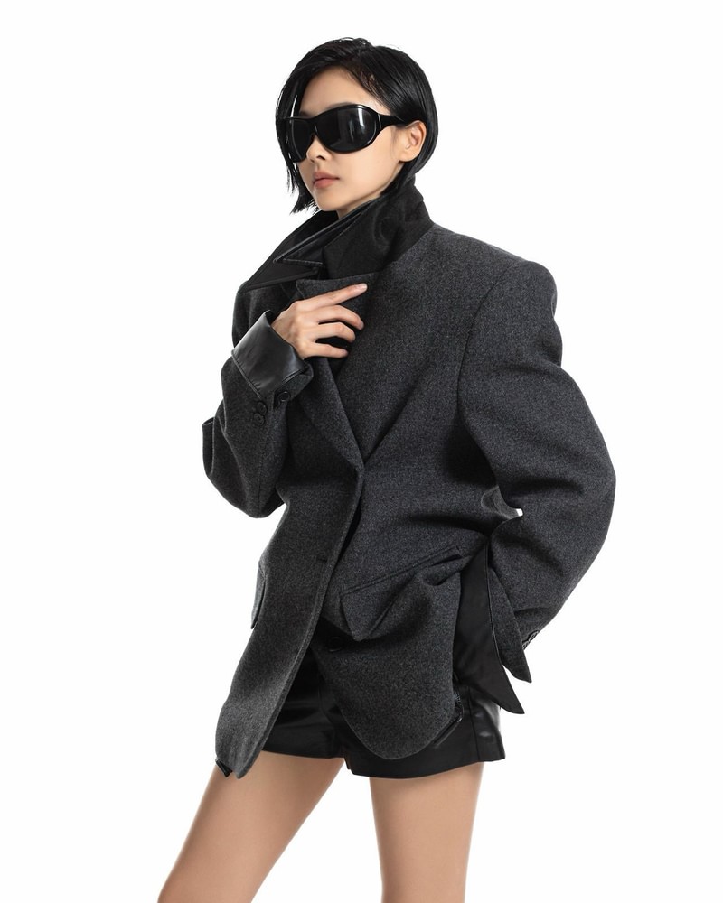 Classic Herringbone Oversized Blazer by Paper Moon for Women - view 7