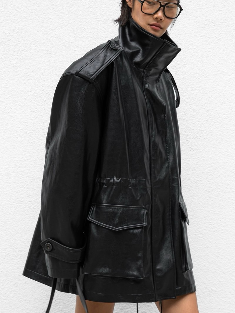 Structured Leather Safari Jacket by Paper Moon for Women - view 3