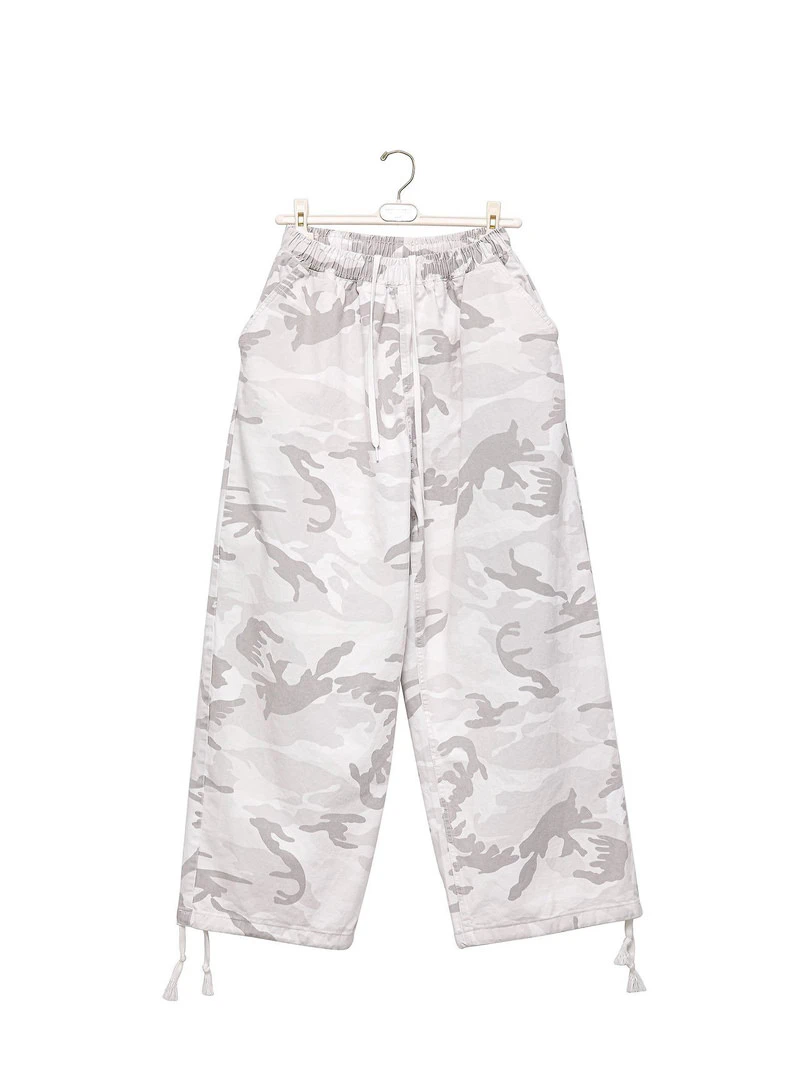 Camouflage Cotton Banded Maxi Wide Trousers by Paper Moon for Women - view 4