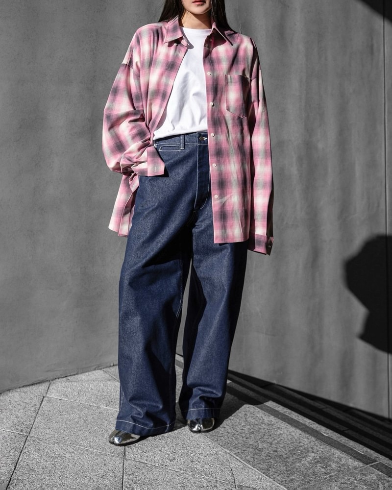 Oversized Plaid Check Button Down Shirt by Paper Moon for Women - view 1