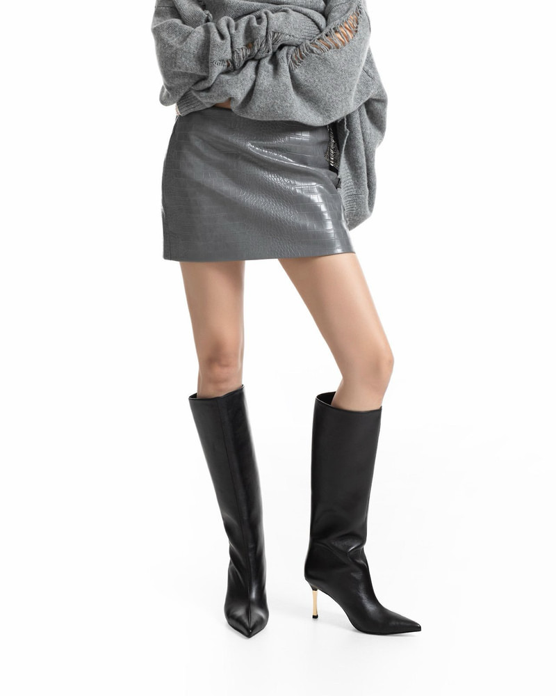 Crocodile Leather Pattern Mini Skirt by Paper Moon for Women - view 2