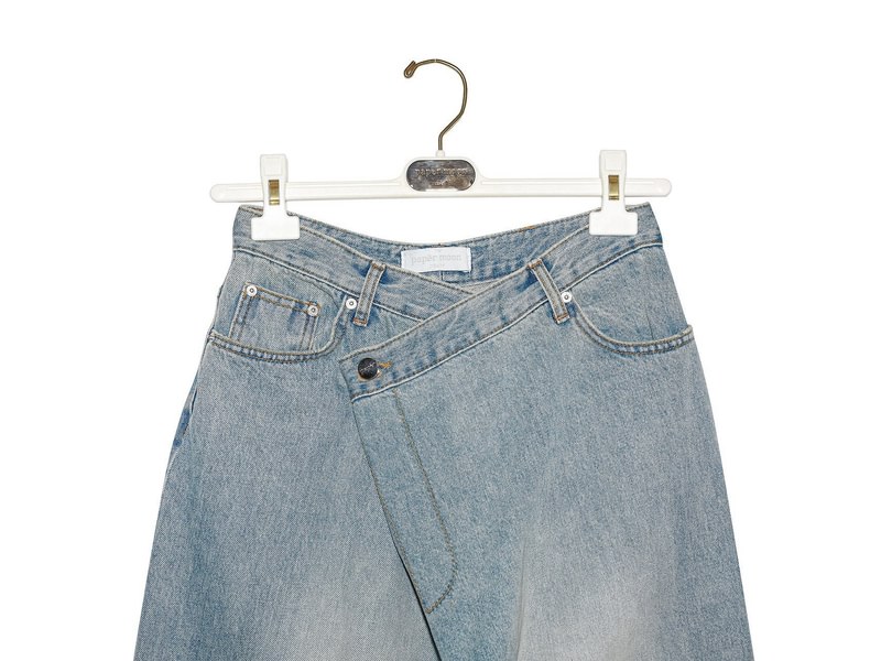 Wrap Detail Wide Denim Jeans by Paper Moon for Women - view 7