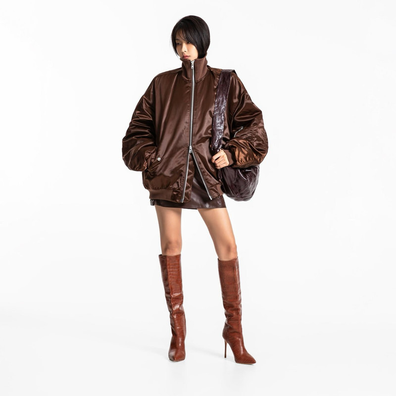 Oversized High Neck Padded Bomber Jacket by Paper Moon for Women - view 1