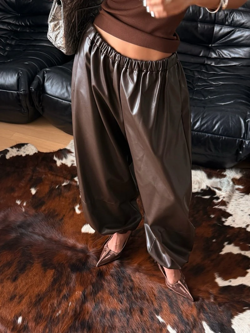 Vegan Leather Volume Jogger Pants by Paper Moon for Women - view 2